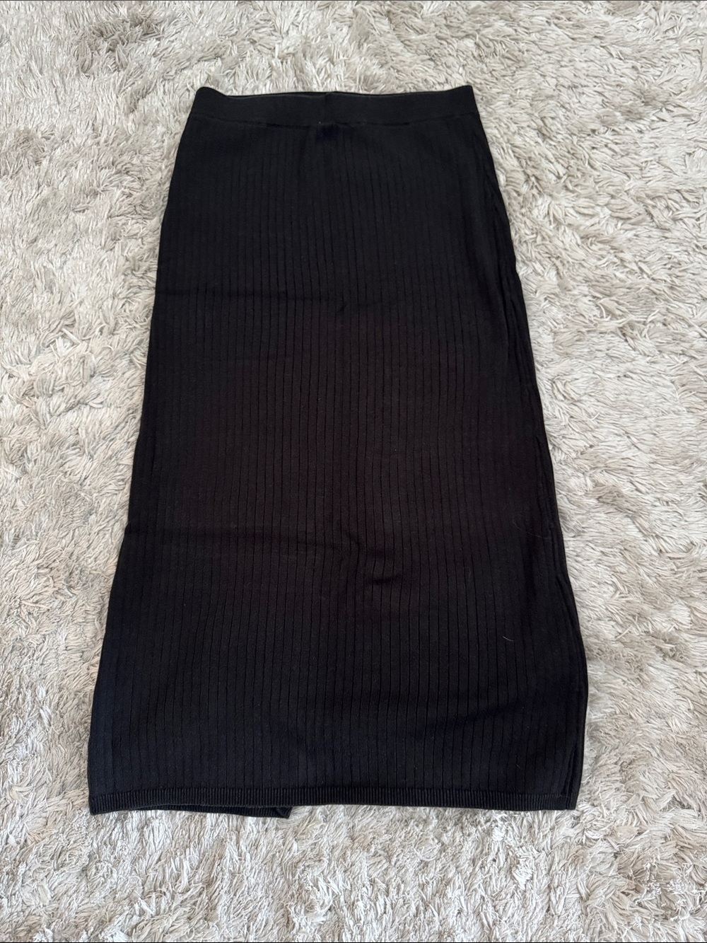 Free People Black Ribbed Pencil Midi Skirt